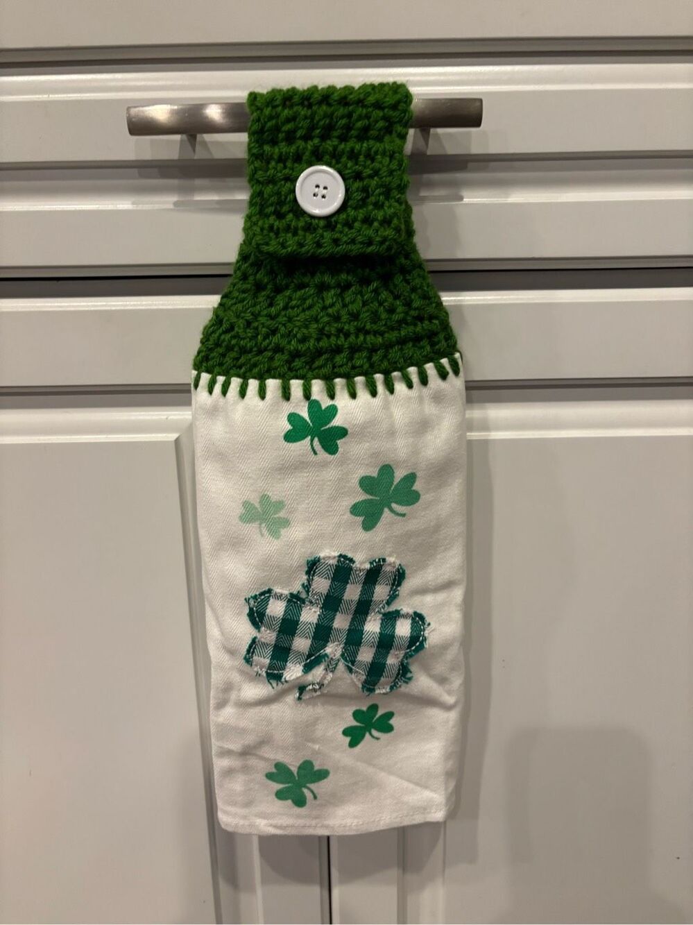 Crochet Top Kitchen Towel-3 leaf clover